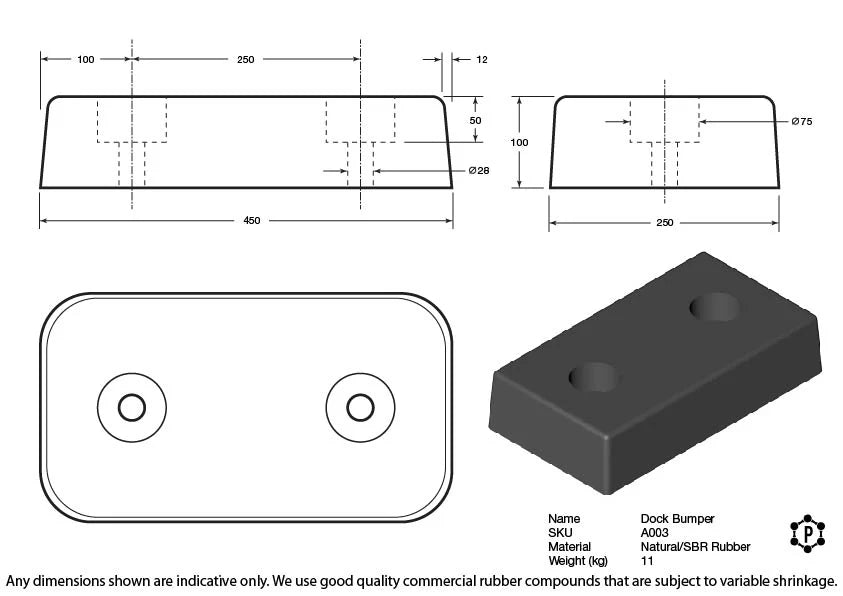 R003 Anfahrpuffer (450 x 250 x 100 mm)