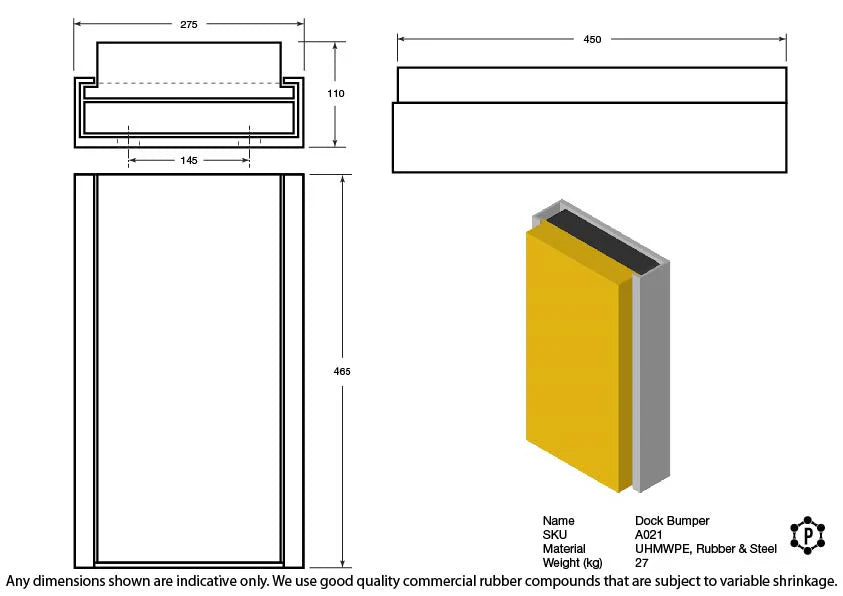 R021 Gummipuffer (450 x 275 x 110 mm)