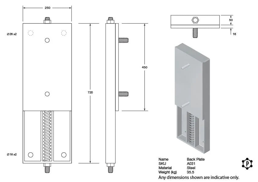 R031 Rückplatte (720 x 250 x 66 mm)
