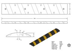 R103 Robuster Bremsschwellen (300 x 50 x 1830 mm)