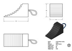 R133 Fahrzeug-Radkeil (174 x 90 x 94 mm)