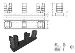 R308-Formteil (220 x 43 x 68 mm)